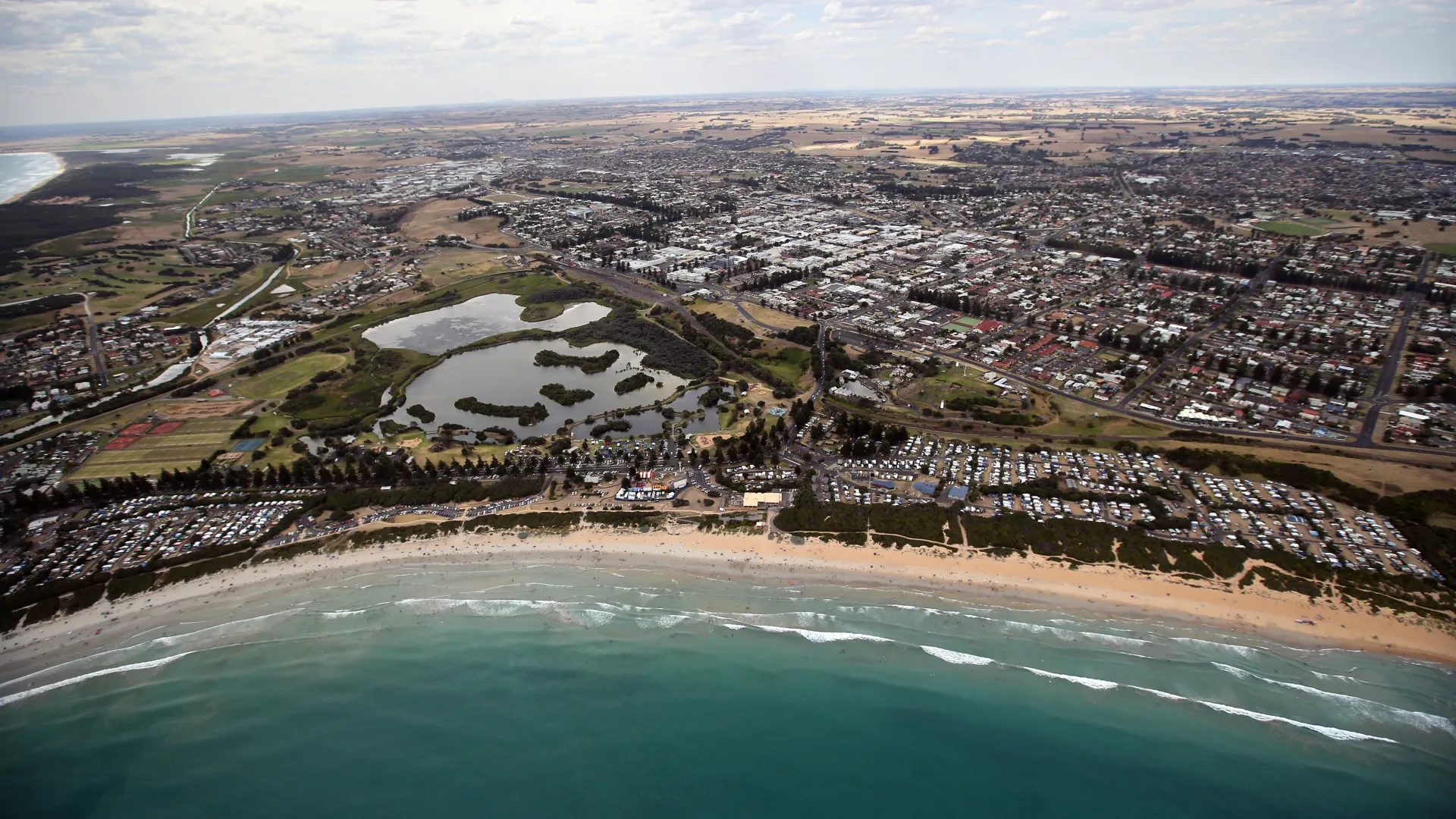 Warrnambool and beyond from the air.