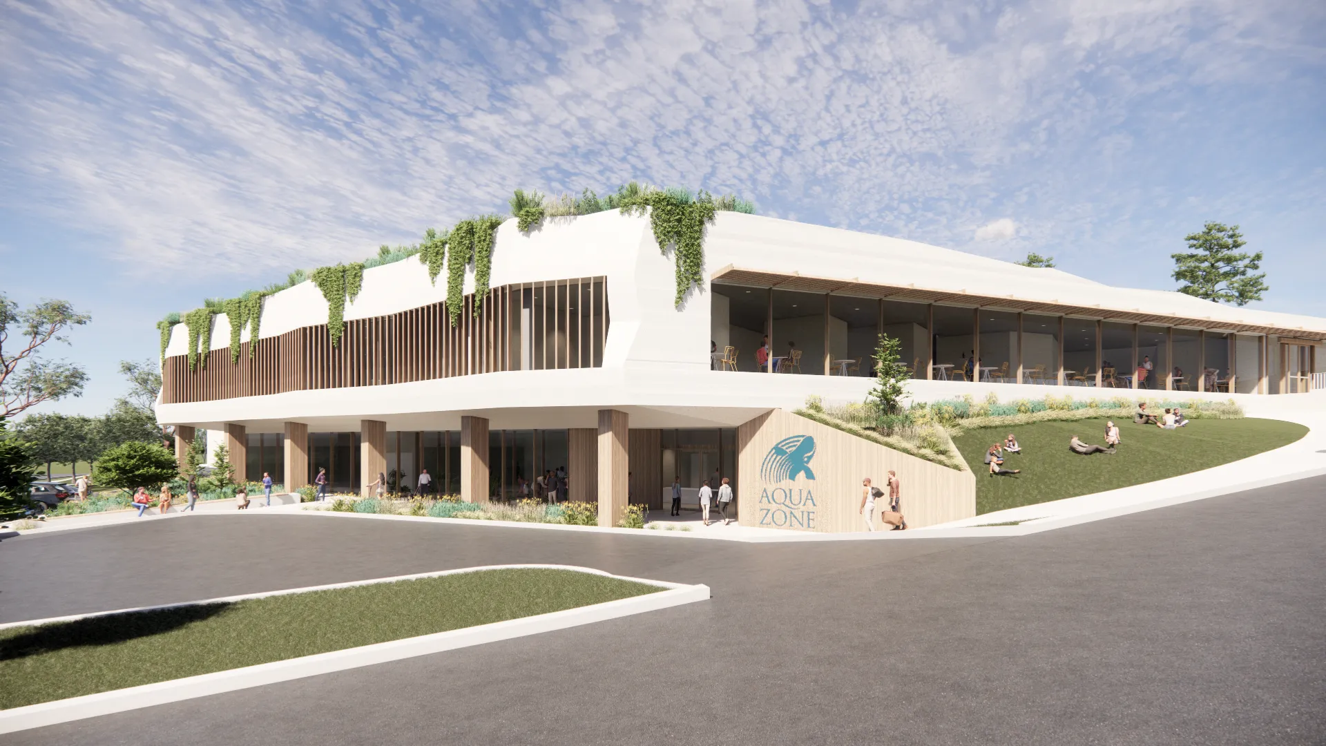 Architectural rendering of a new aquatic centre.