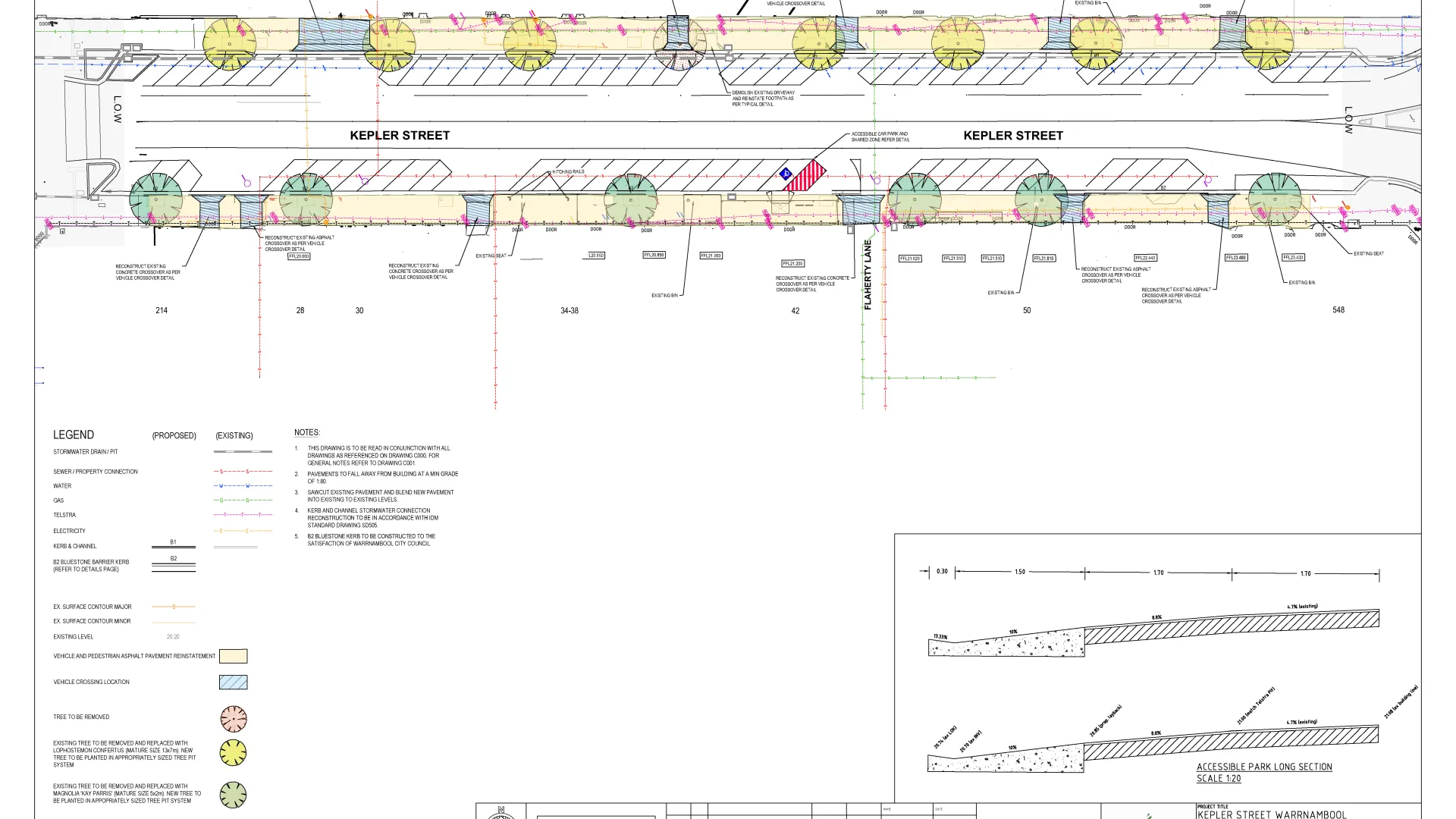 Proposed streetscape work in Kepler Street