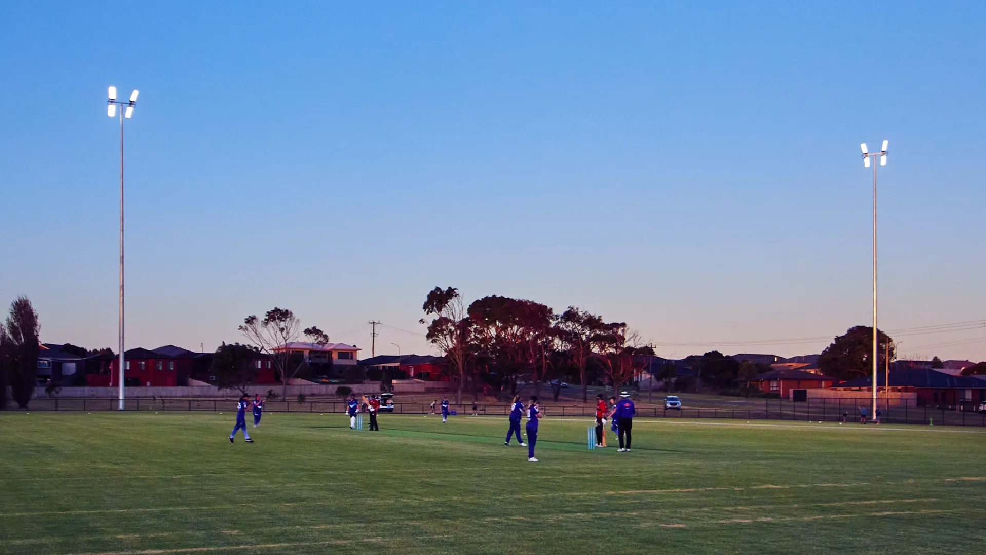 Brierly Reserve cricket under lights.