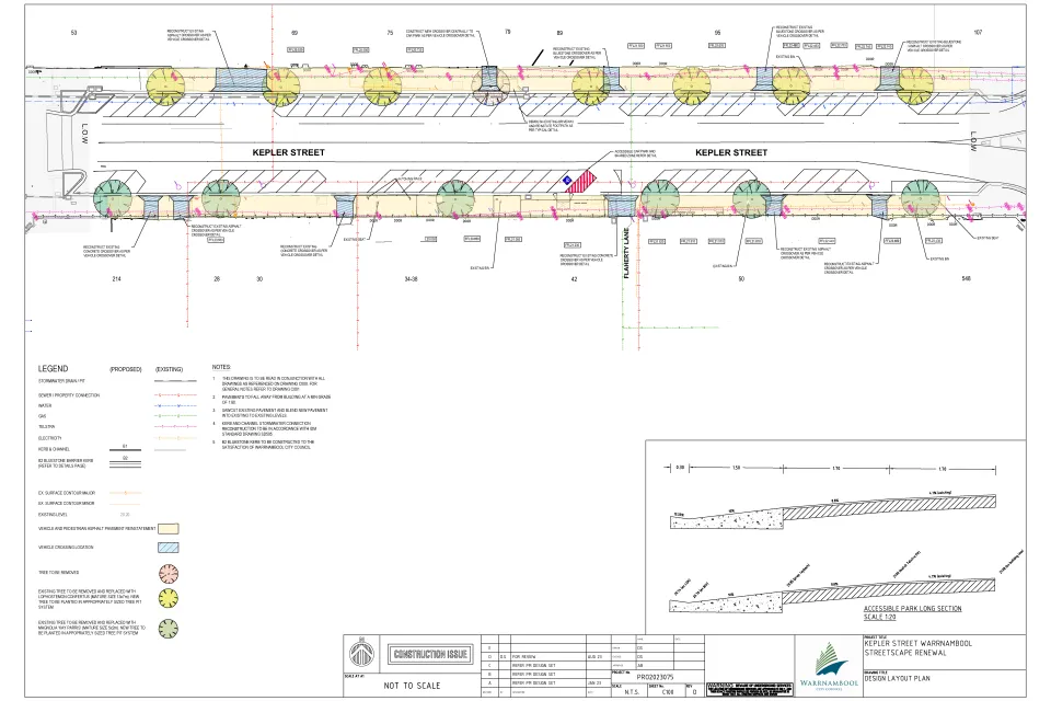 Proposed streetscape work in Kepler Street