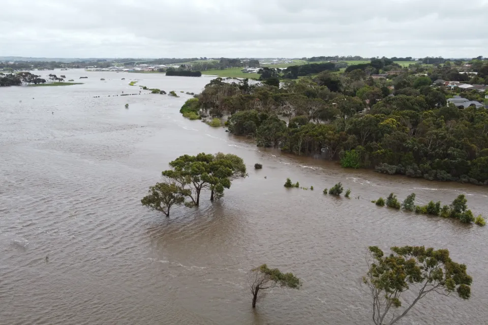 Merri River in flood 2020.