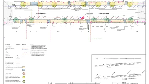Proposed streetscape work in Kepler Street