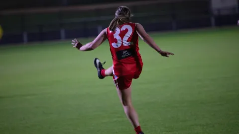 Getting a kick away at Reid Oval.