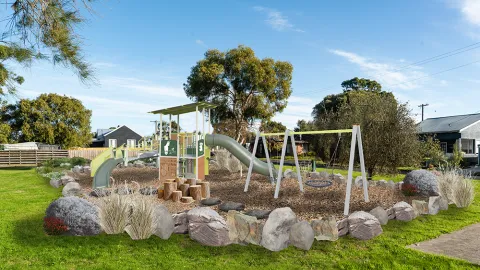 Concept image of new playground at Shrader Park, Allansford.